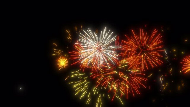Vibrant fireworks explodingOn Transparent Background, creating a colorful and festive celebration display