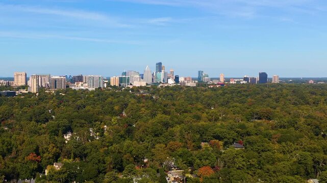 Atlanta, Georgia urban landscape with Buckhead uptown corporate and residential buildings in business financial downtown district. Advanced metropolitan development concept.