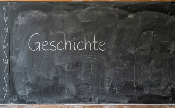 Geschichte Schultafel an einer Schule mit dem geschriebenen Wort fur Bildung Unterricht und Lernen