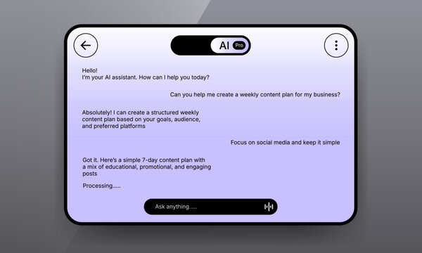 AI chat assistant application user interface design template