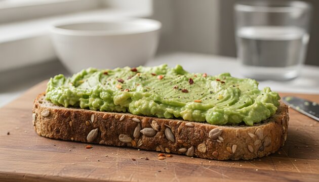 Whole Grain Bread with Avocado Spread Heart Healthy Snack