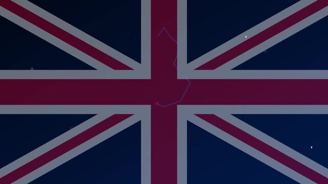 Abstract Digital Union Jack Flag on Dark Blue Background