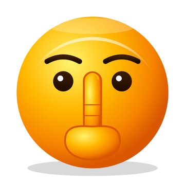 Shushing face emoji 3d yellow vector illustration of quiet finger over mouth silence secret emoticon