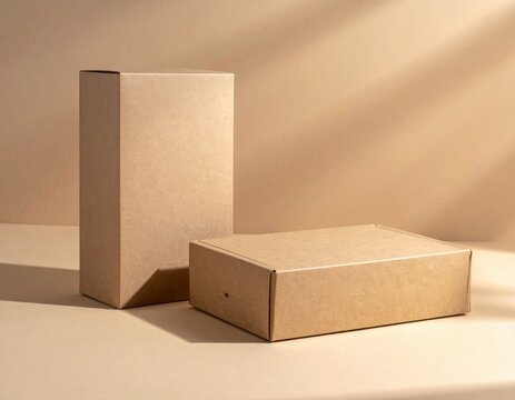 Blank Kraft Paper Packaging Box Mockup with Natural Shadows