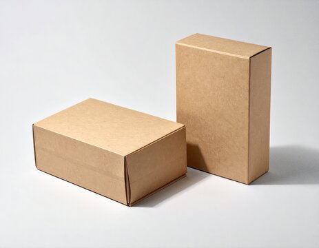 Blank Kraft Paper Packaging Box Mockup with Natural Shadows