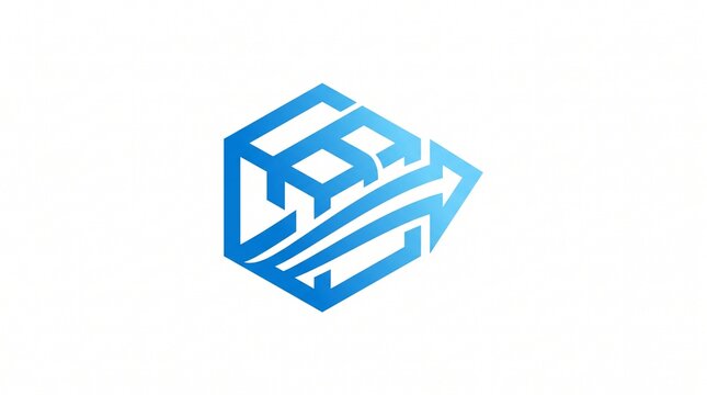 Blue gradient box logo with an arrow. Modern and geometric. Symbolizes shipping, delivery, and growth. Perfect for logistics, courier, or e-commerce brand.