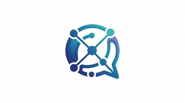 Blue gradient chat bubble with network nodes. Modern, tech style. Symbolizes communication, connection, and AI. Great for messaging, social, or tech startup brand.