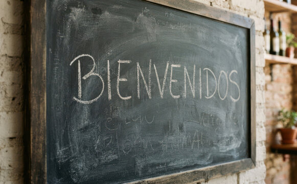 BIENVENIDOS Pizarron con texto de bienvenida en espanol para negocios restaurantes y recepcion