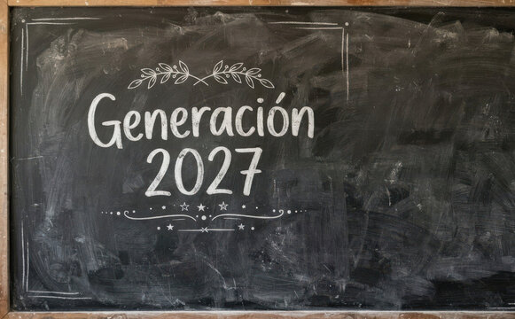 Generaci&oacute;n 2027 pizarra escolar graduaci&oacute;n estudiantes educaci&oacute;n futuro promoci&oacute;n