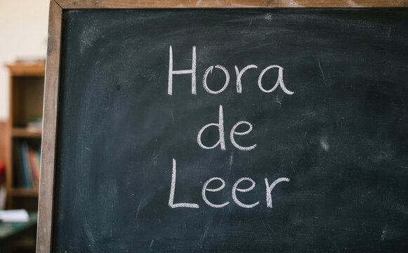 Hora de leer escrito en una pizarra escolar concepto de educacion lectura y aprendizaje
