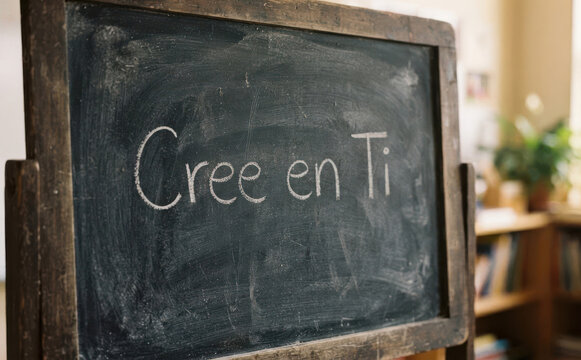 Cree en Ti escrito en un encerado, inspiracion, motivacion y educacion para el exito