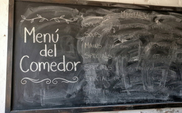 Menu del Comedor pizarron escolar tiza menu restaurante gastronomia alimentacion