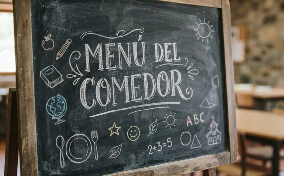 MENU DEL COMEDOR pizarra escolar para menu de comedor escolar y restaurante infantil