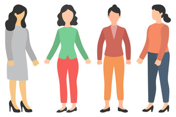 Fototapeta premium Group of Diverse Women Wearing Fashionable Business Clothing Illustration