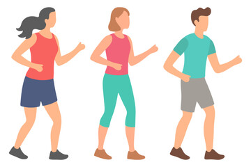 Fototapeta premium Three People Jogging Together for Fitness and Healthy Lifestyle Illustration