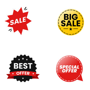 Set of sale badges stickers labels and promotional tags
