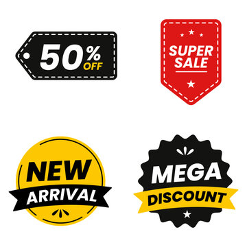 Set of shopping promo sale badges and discount tags vector