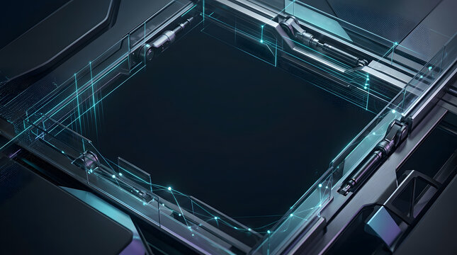 Futuristic digital network infrastructure with glowing blue connections and a central processing core