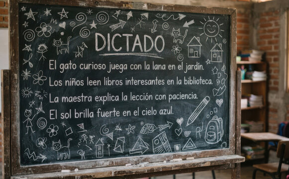 Dictado El gato curioso juega con la lana en el jardin Escritura infantil escolar