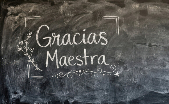 Gracias Maestra pizarra escolar profesor agradecimiento educacion mensaje