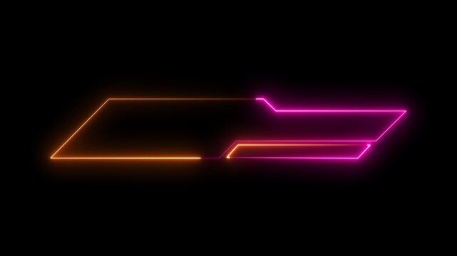 Glowing neon text animation. Strings neon sign animation. Neon lines text animation on black background.