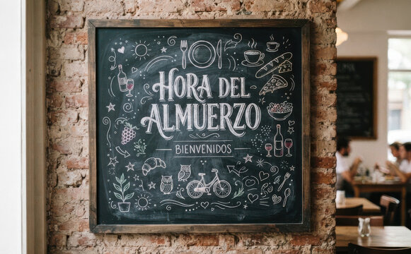 Hora del almuerzo cartel de pizarra para restaurante, cafeteria y menu de comida
