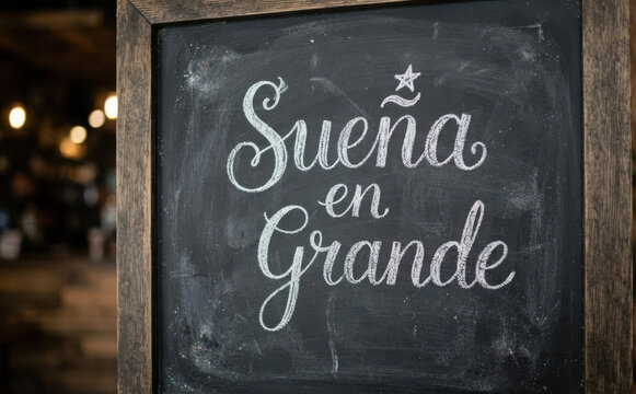Sue&ntilde;a en Grande pizarra con mensaje inspirador en espanol motivacion para exito personal