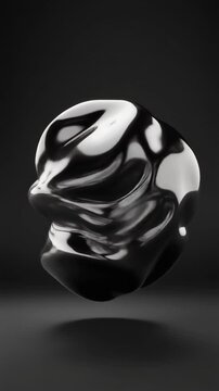 Black Glossy Abstract Morphing Fluid Shape Generative AI