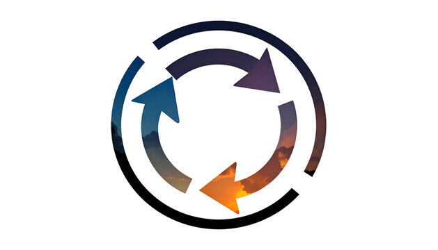 Three colorful arrows form a circular cycle against a dark background