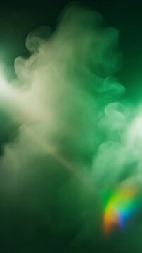 Abstract Green Smoke with Prism Light Leak Generative AI