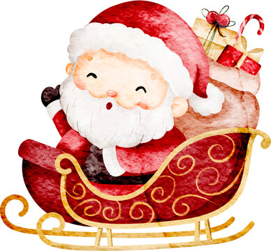 Santa Claus Watercolor Illustration 