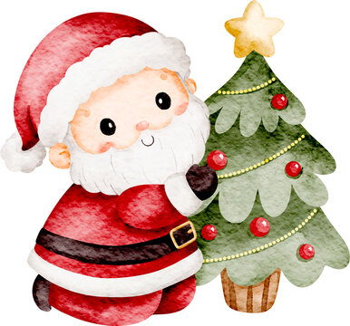 Santa Claus Watercolor Illustration 