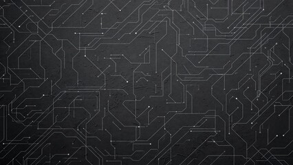 Fototapeta premium Dark Gray Background With White Circuit Network Lines