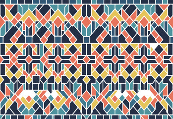 Fototapeta premium Abstract Colorful Geometric Mosaic Pattern with Symmetrical Design