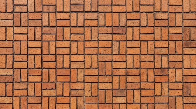 Red brick wall texture with unique basket weave pattern, rough clay masonry surface for construction design, vintage old building material abstract backdrop, architectural detail