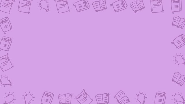 Purple School Education Border Frame Pattern Animation with Copy Space and Seamless Loop 4K