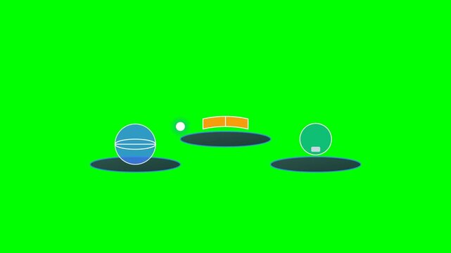 Animated 2D Game Elements Featuring Floating Platforms and Colorful Spheres.