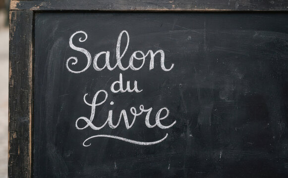 Salon du Livre : ardoise noire et craie blanche pour evenement litteraire et culture