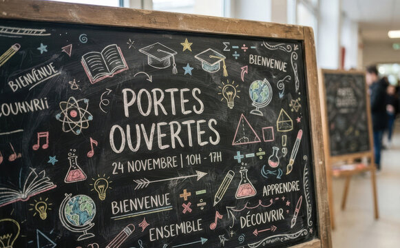 PORTES OUVERTES 24 NOVEMBRE 10H 17H - Tableau noir ecole inscription information evenement education