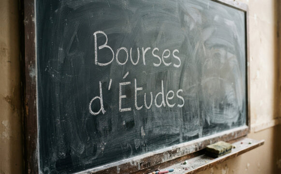 Bourses dEtudes ecrit sur un tableau noir concept de financement des etudes superieures et aide financiere pour etudiants