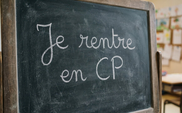 Je rentre en CP tableau noir rentree des classes ecole primaire education eleve