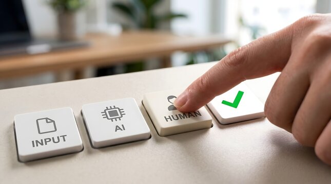 Human verification button pressed for artificial intelligence authentication