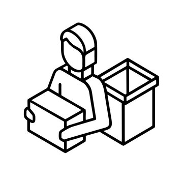 Isometric Warehouse Staff and Roles Outline Icon Set &ndash; Keeper, Picker, Forklift Driver, Inspector, Vector People Symbols for Logistics Teams