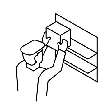 Isometric Warehouse Staff and Roles Outline Icon Set &ndash; Keeper, Picker, Forklift Driver, Inspector, Vector People Symbols for Logistics Teams