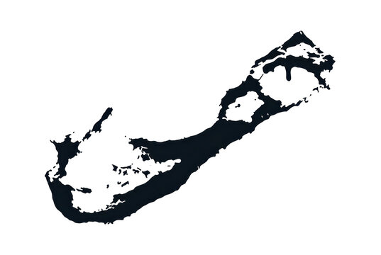 Dark blue silhouette of a scattered island chain on black background