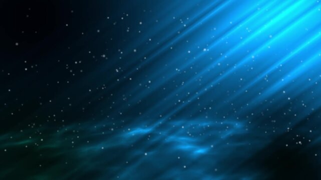 Blue particle light rays background animation with glowing stars and floating dust abstract futuristic motion graphic 4K video effect loop HD