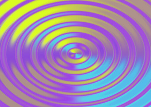 Abstract background featuring vibrant concentric circles in bright yellow purple and blue colors creating a hypnotic ripple effect pattern