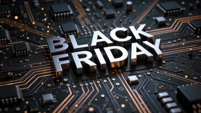Black Friday Digital Technology Circuit Board With Futuristic Ecommerce Sale Concept