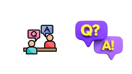 Obraz premium Q&A icon isolated on transparent background. Modern question and answer PNG symbol for FAQ, help, support, education, websites, apps, UI and graphic design projects