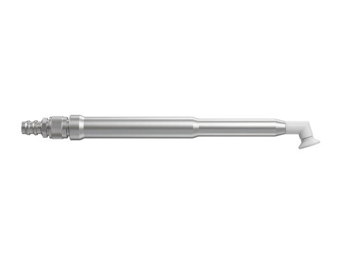 Stainless steel electric heating element with threaded ends displayed against plain background.